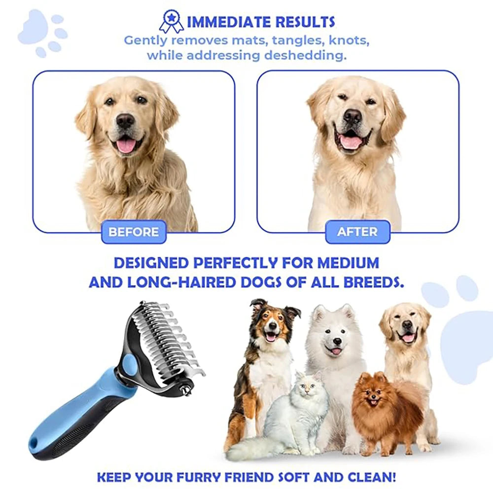 Double-Sided Deshedding Comb for Dogs