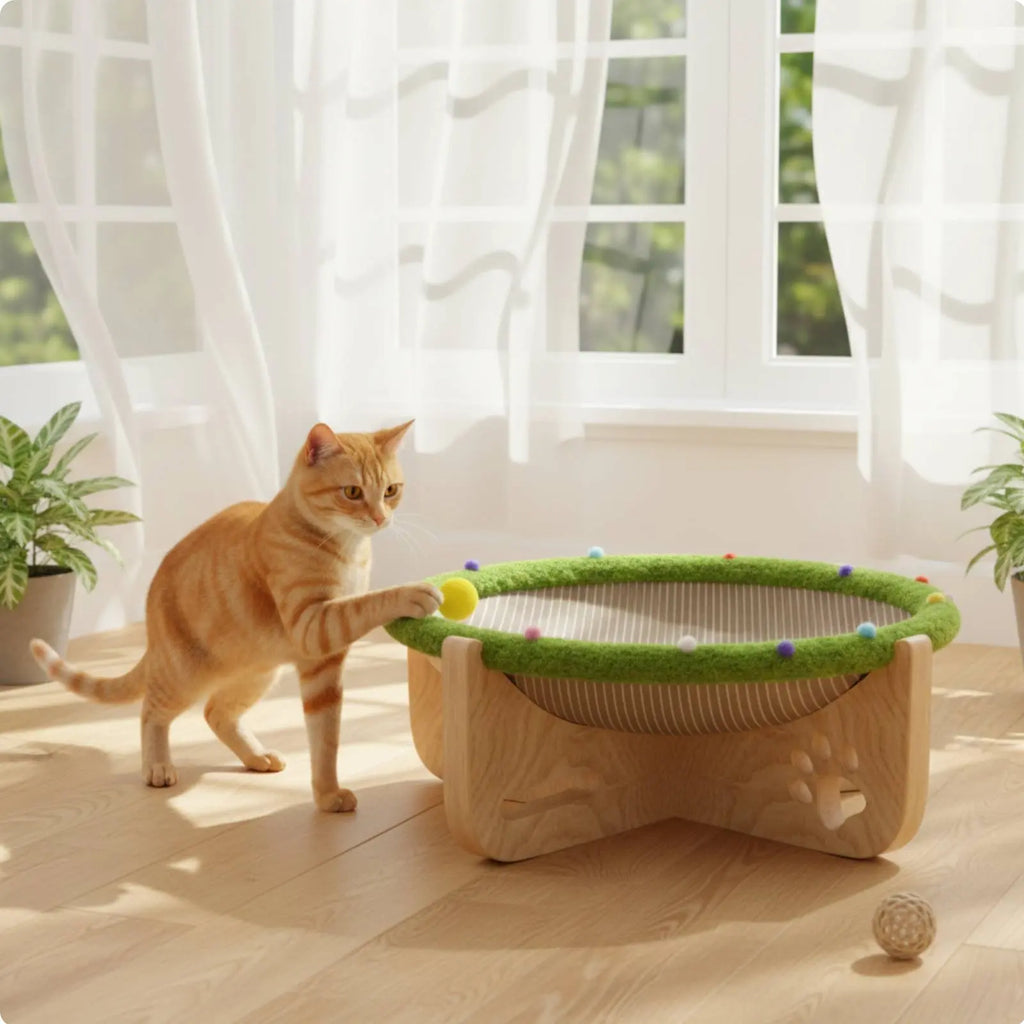 Raised Pet Bed with Scratcher