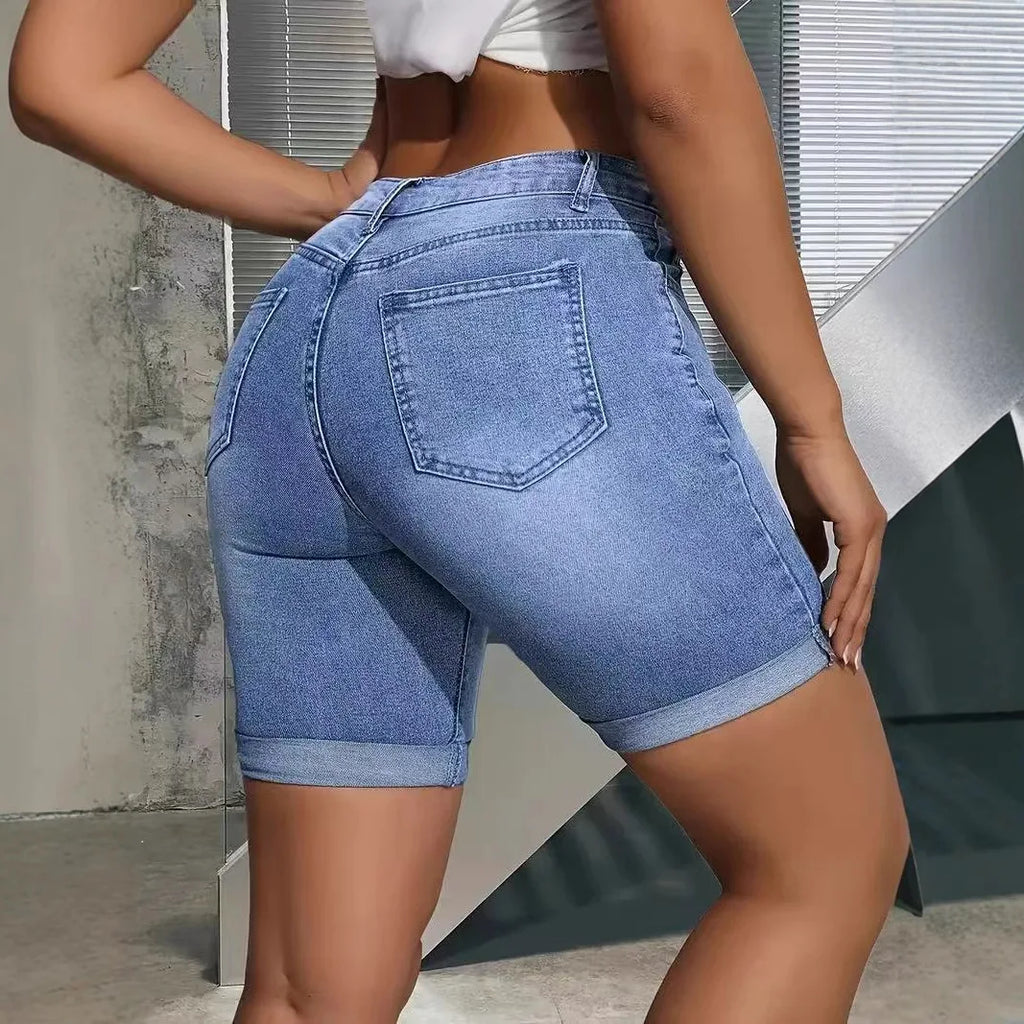Bleached Jeans Shorts