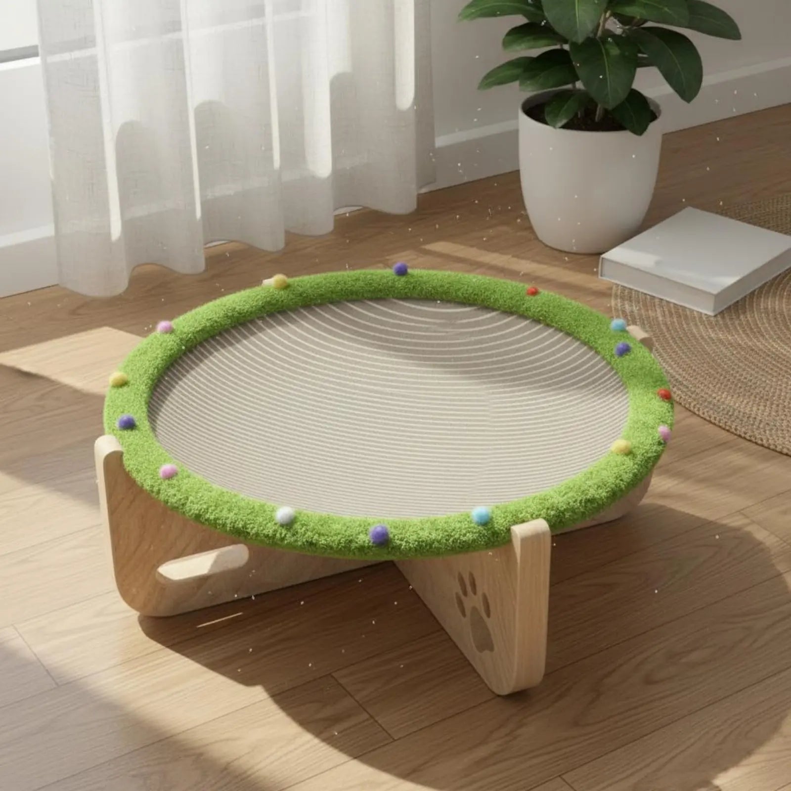 Raised Pet Bed with Scratcher