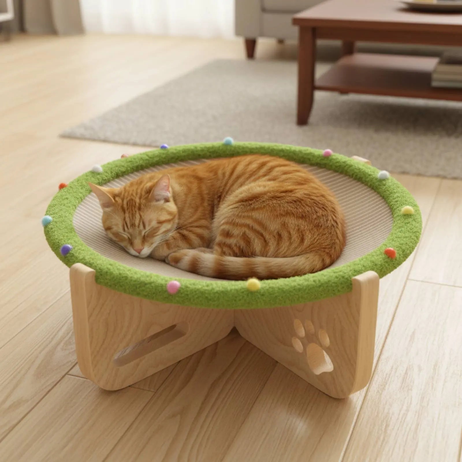 Raised Pet Bed with Scratcher