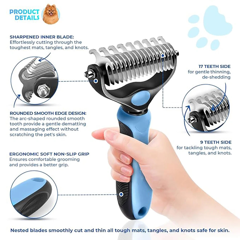 Double-Sided Deshedding Comb for Dogs