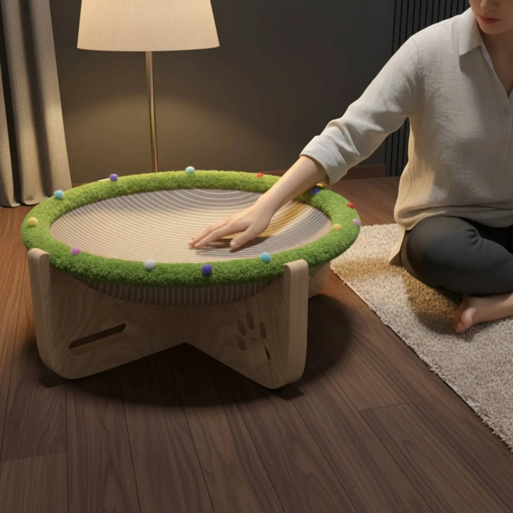 Raised Pet Bed with Scratcher