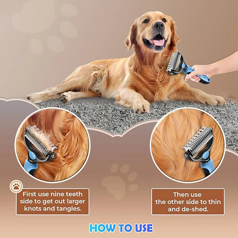Double-Sided Deshedding Comb for Dogs